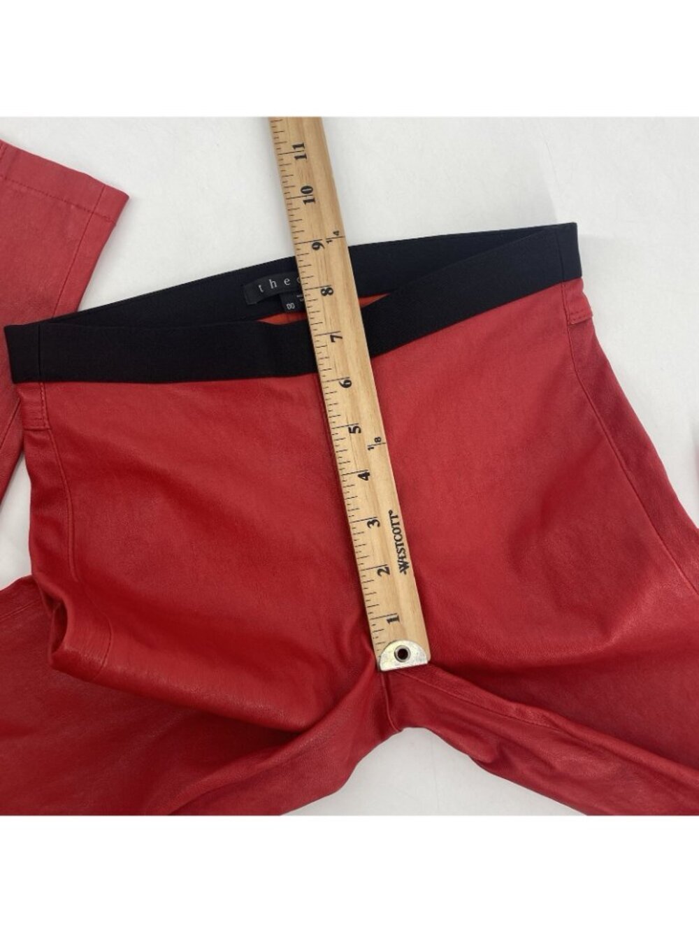 Theory Women’s Size 00 Red Ima Maximus lambskin leather pants Pull On - Picture 9 of 16